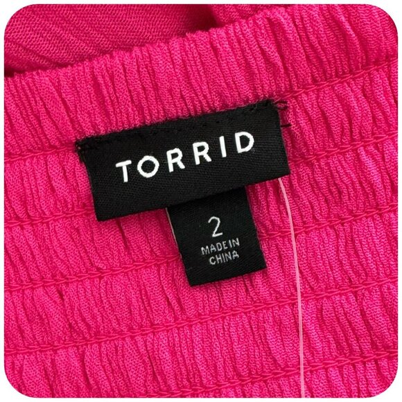 Torrid NWT $60 Babydoll Crinkle Gauze Embroidered Tiered Top Pink Women's Sz 2X - Picture 3 of 11
